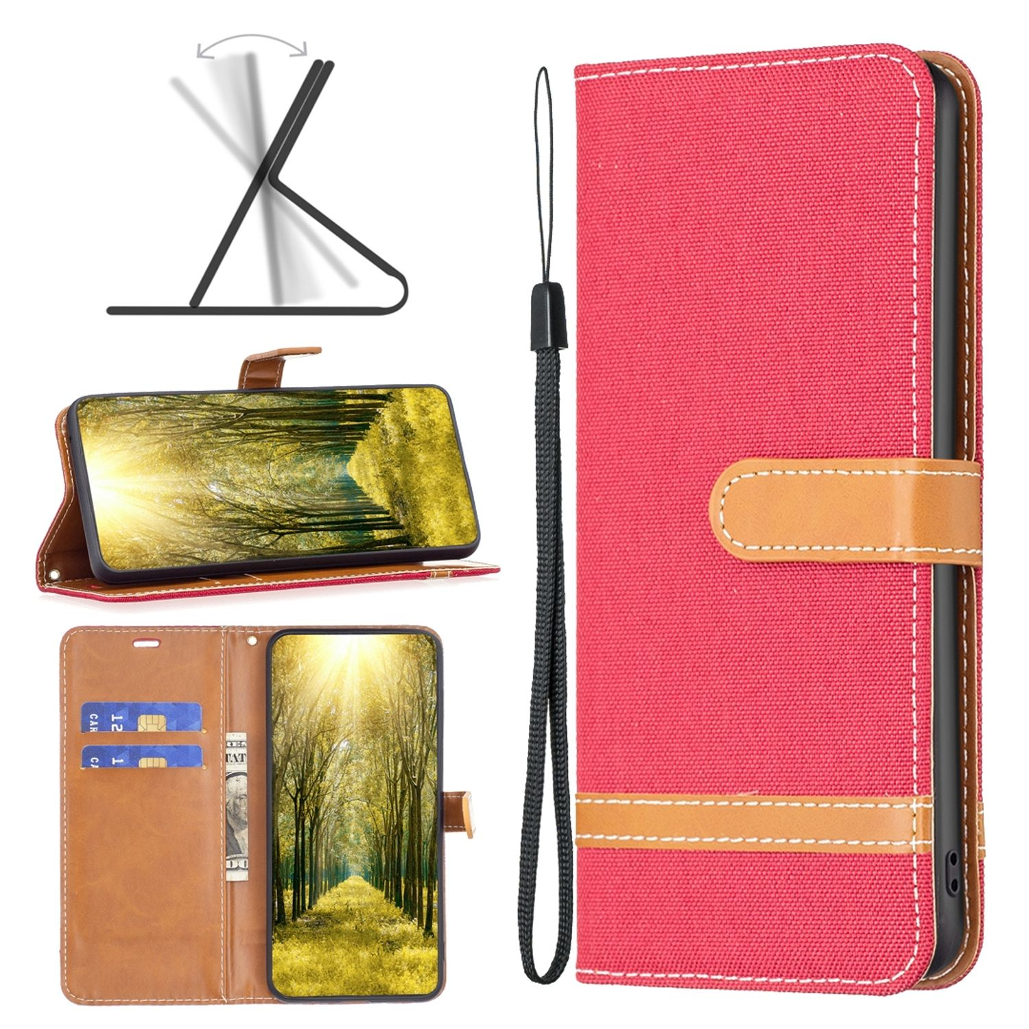 12 Xiaomi, DESIGN Case, Rot Book Lite, Bookcover, KÖNIG