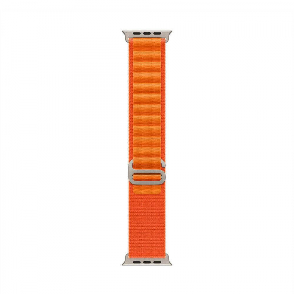 Orangenes Apple Watch-Armband. Leuchtend oranger Stoff. Weißer Hintergrund.