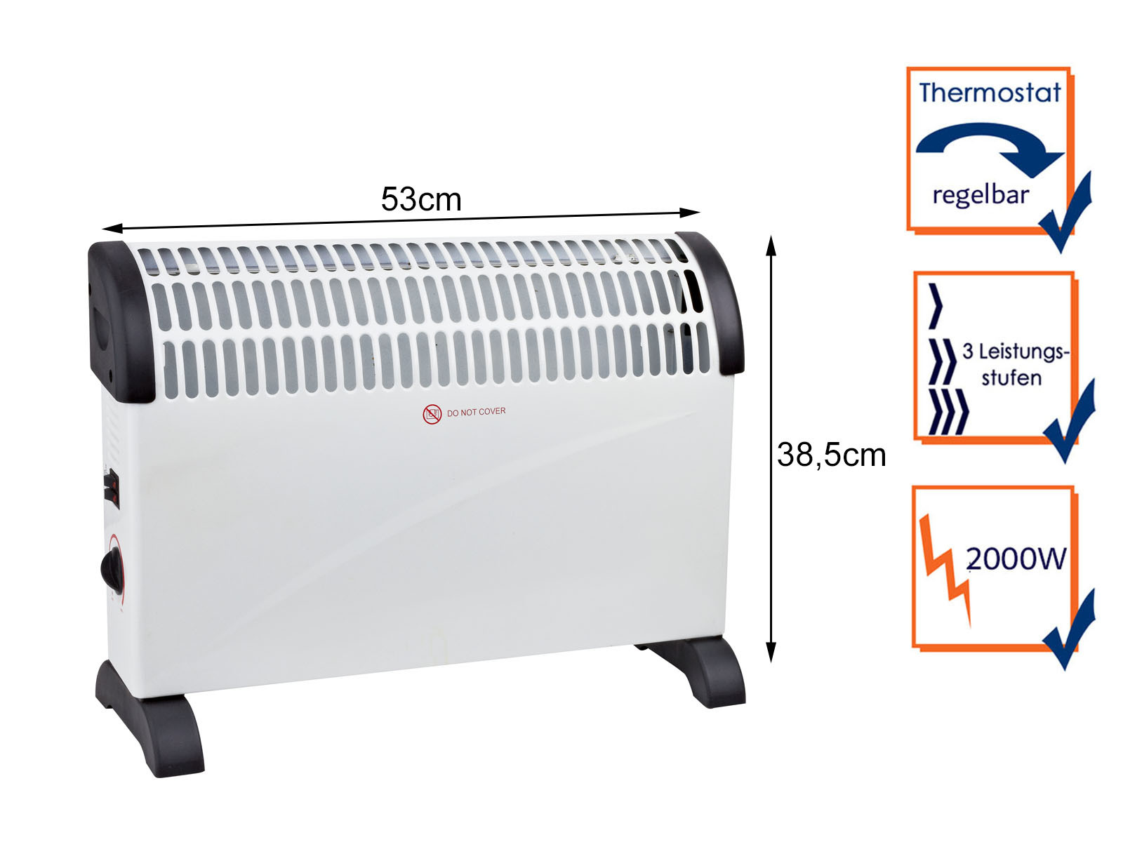 SETPOINT Heizkonvektor Konvektor 25 m²) (2000 Watt, Raumgröße