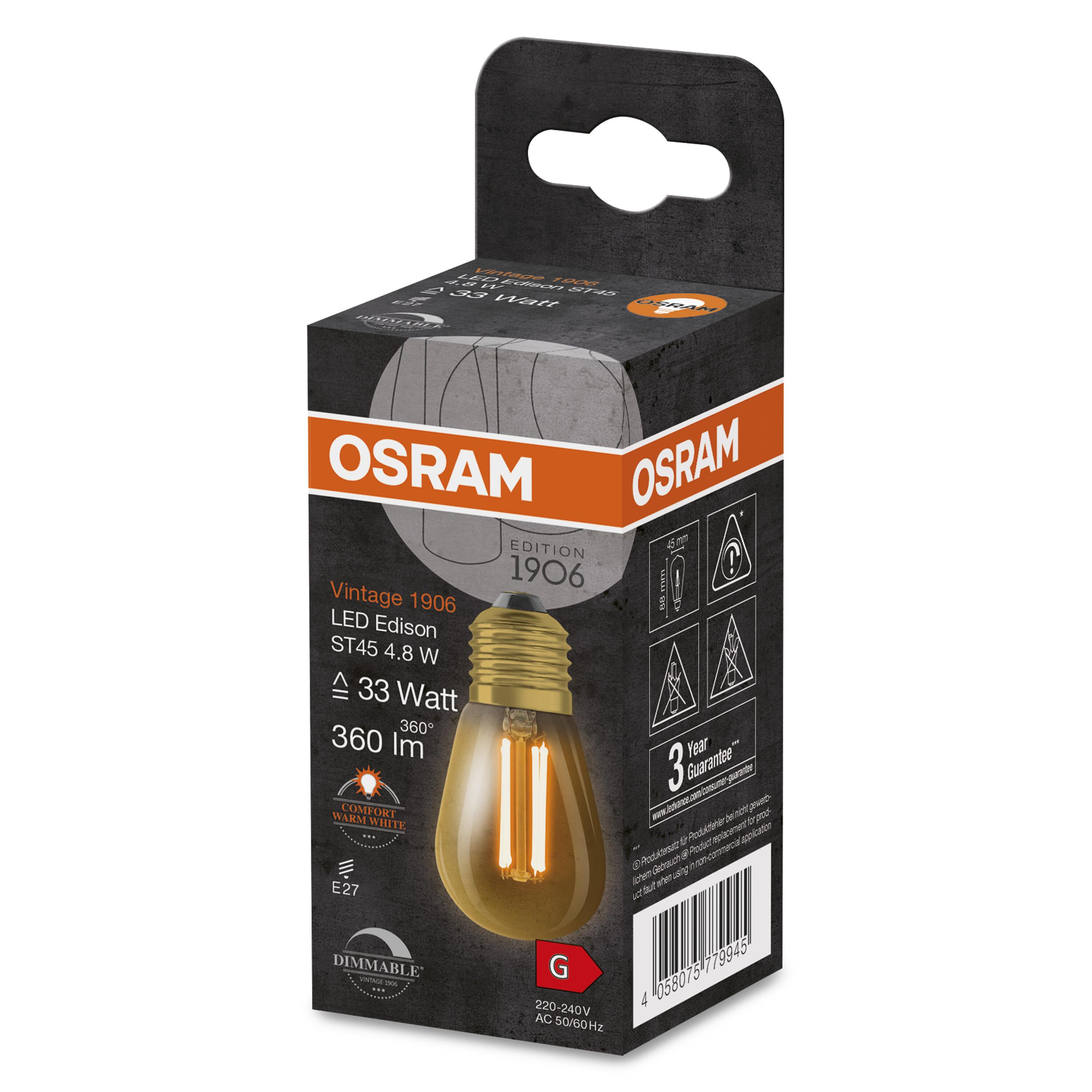 OSRAM  Vintage 1906 LED Warmweiß DIM LED Lampe Lumen 360