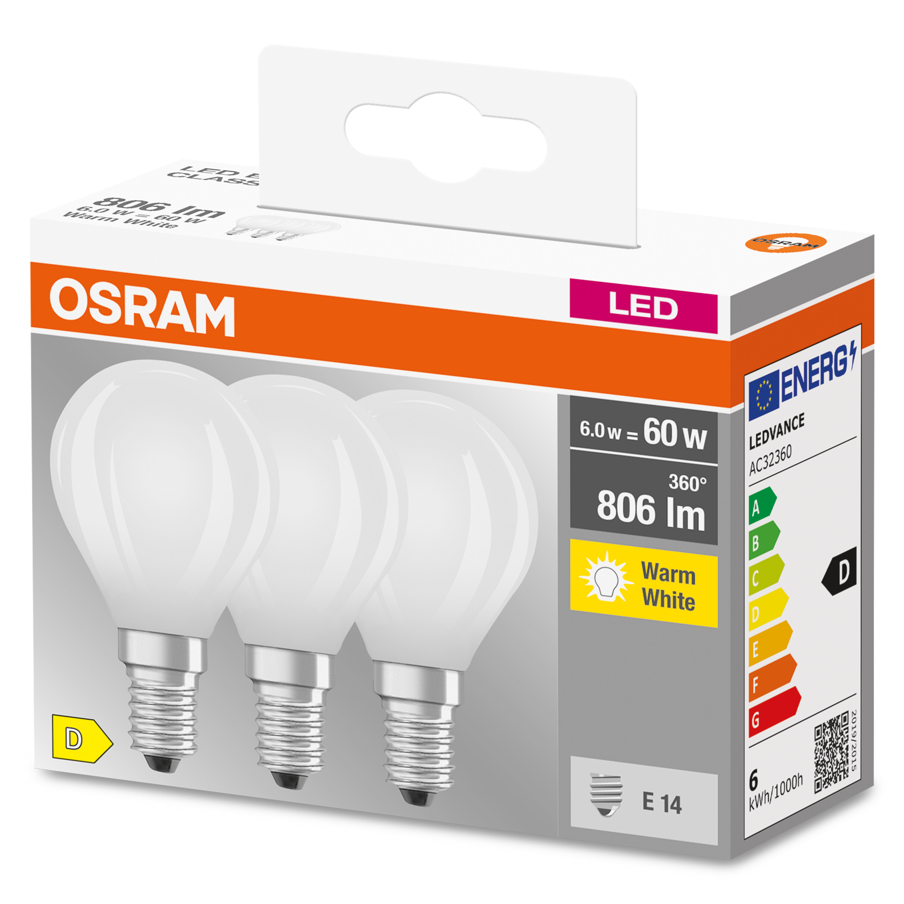 OSRAM LED BASE CLASSIC P LED Lampe E14 Warmweiß 5,5 Watt 806 Lumen