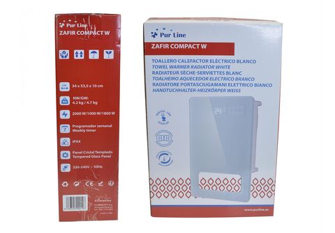 ZAFIR COMPACT W  Toallero Calefactor el�ctrico digital en cristal blanco