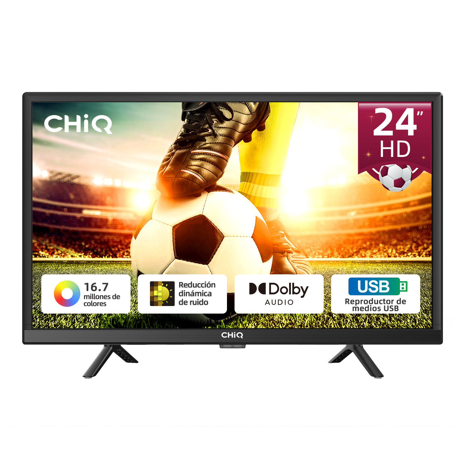 TV LED 24" - L24G5W, TV 24 Pulgadas, Reproductor Multimedia USB, Dolby Audio, Sintonizador(DVB-T|T2|C|S|S2), HDMI CHIQ, HD, Negro