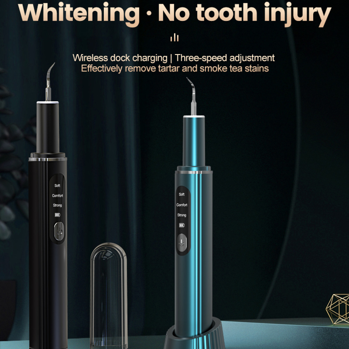 INF Zahnpflegeset Zahn 11-teilig Ultraschall-Zahnsteinentferner Schwarz Scaler mit