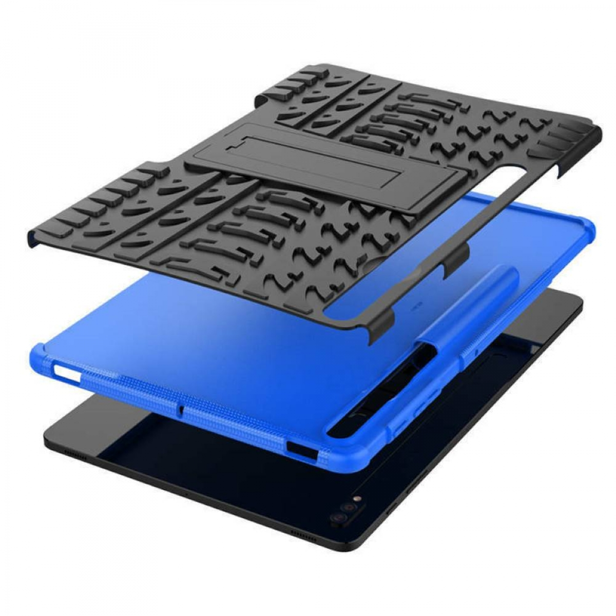 Backcover CASEONLINE Urethan, Blau Stoßfest für Samsung Tablethülle 2i1 Thermoplastisches