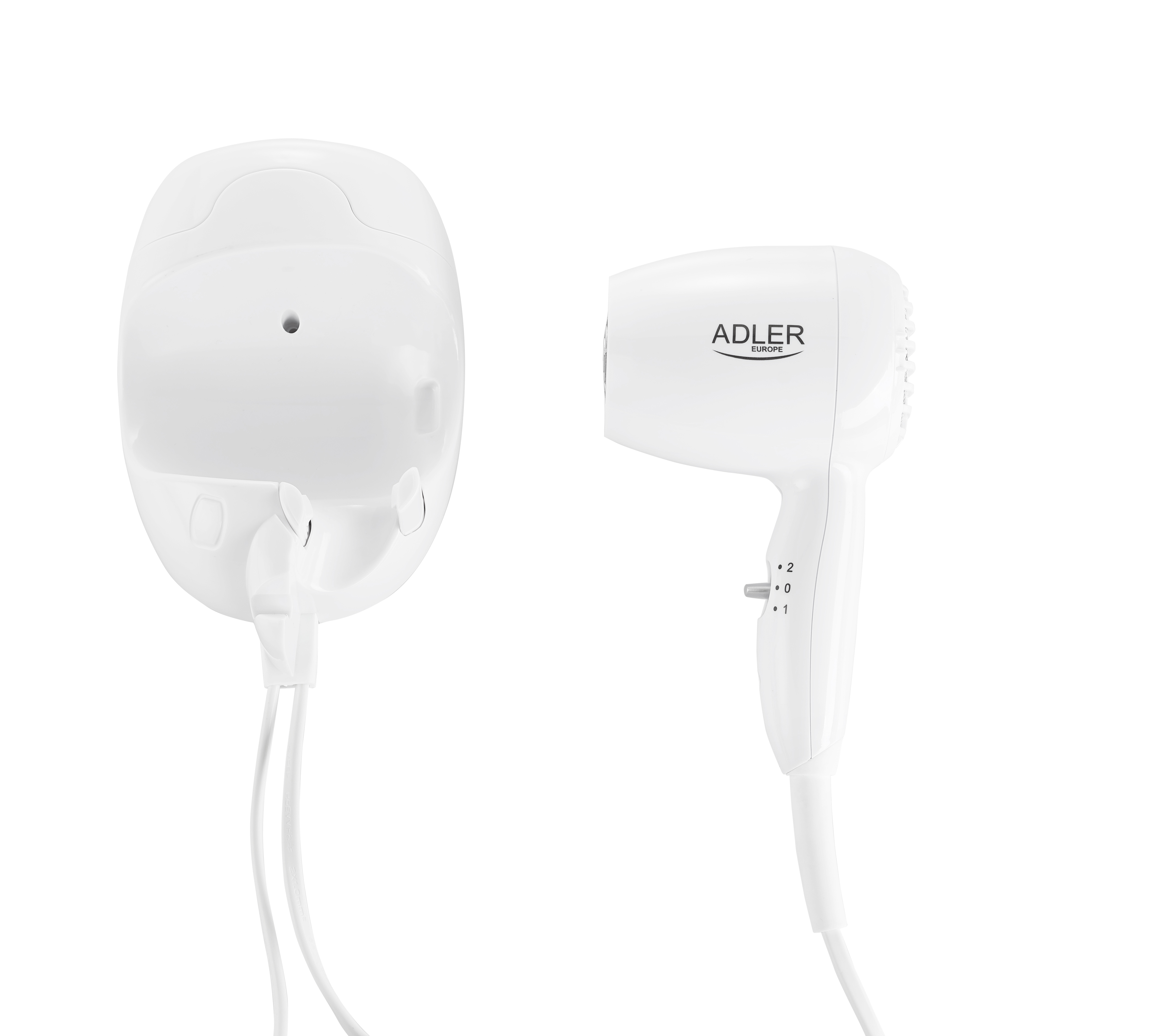 Secador de pelo - AD 2252 ADLER, 1600 W, 2 niveles temperatura, Blanco