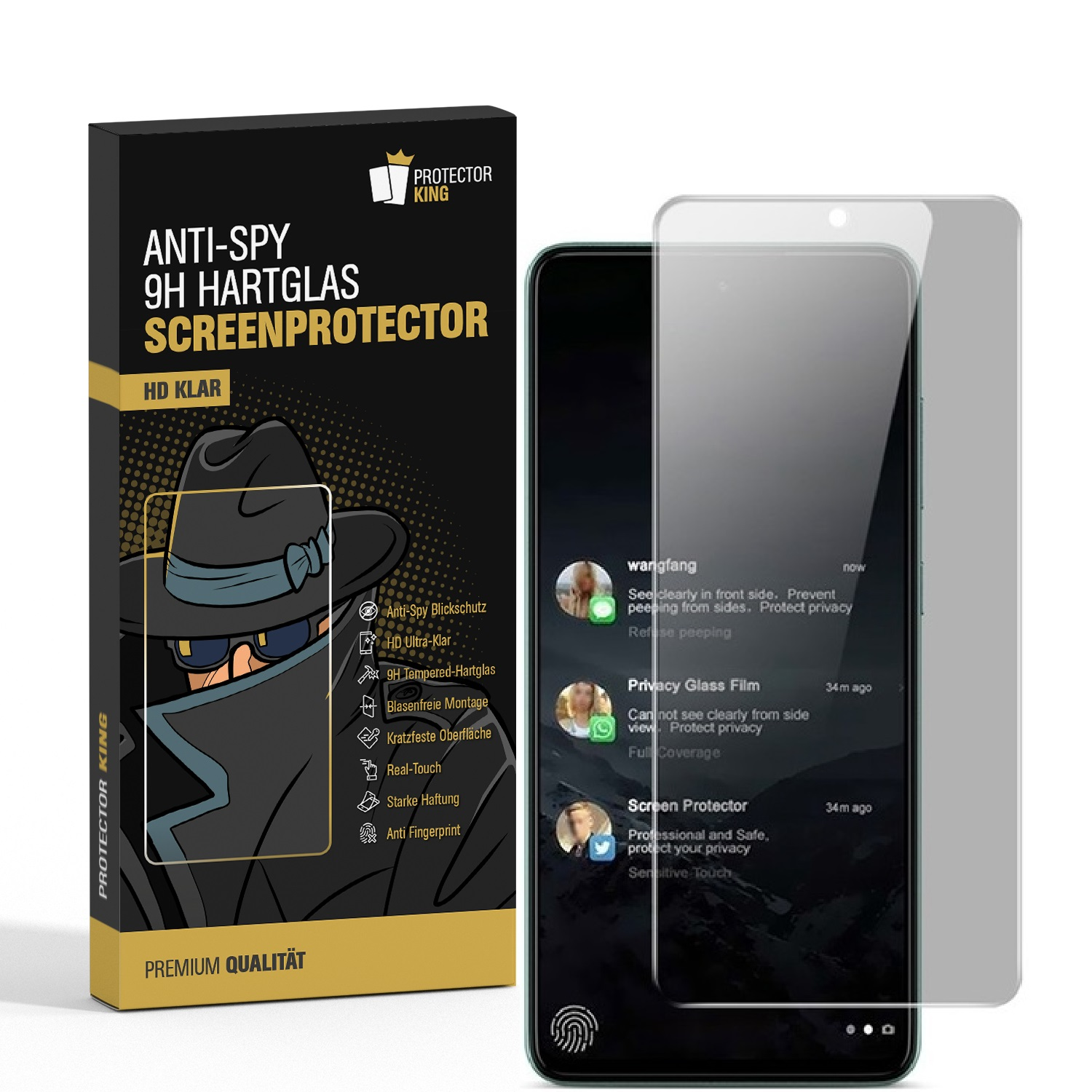 PROTECTORKING 2x 9H Hartglas Privacy Schutzglas 6a) Pixel Google ANTI-SPY Displayschutzfolie(für