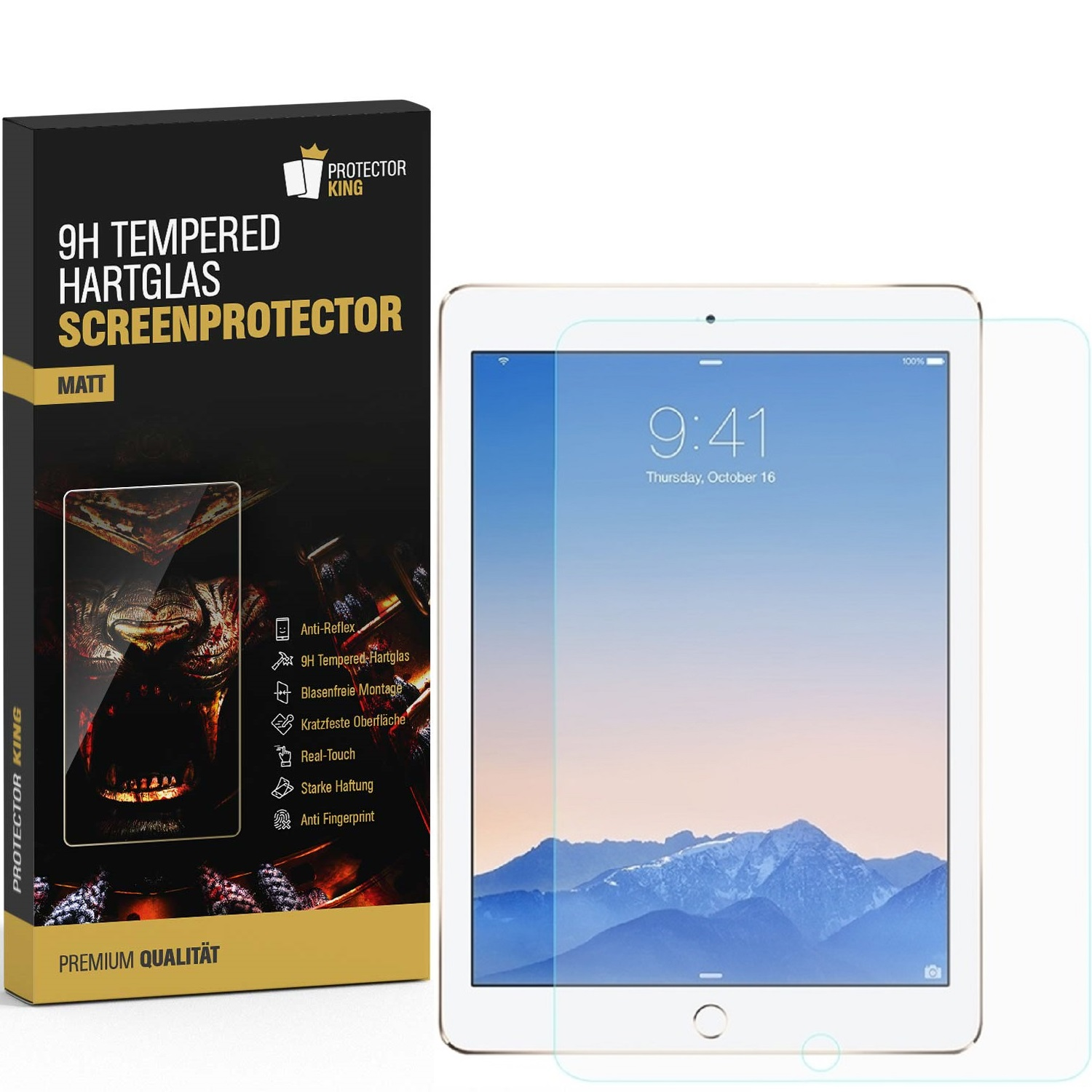 Hartglas iPad ENTSPIEGELT PROTECTORKING Apple MATT Air 1x Echtes Schutzglas 9.7) Displayschutzfolie(für 9H