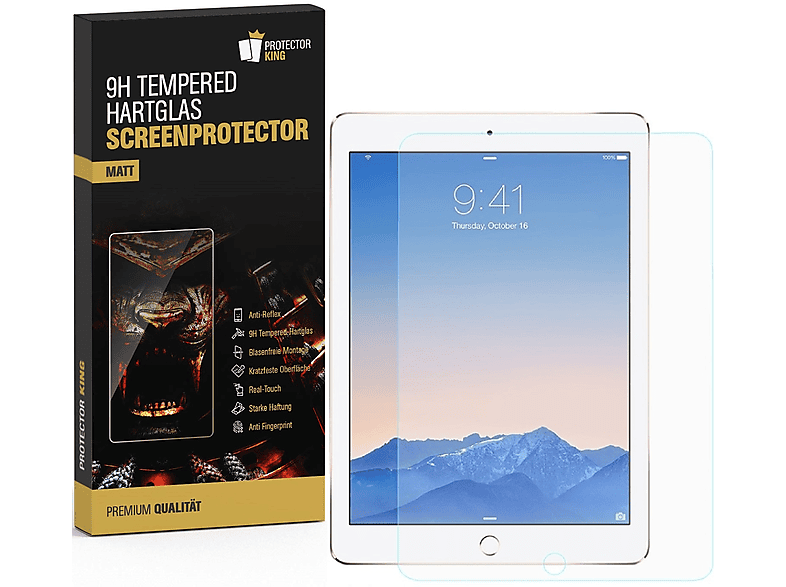 PROTECTORKING 2x 9H Hartglas Schutzglas MATT ENTSPIEGELT Displayschutzfolie(für Apple iPad Air 2 9.7)