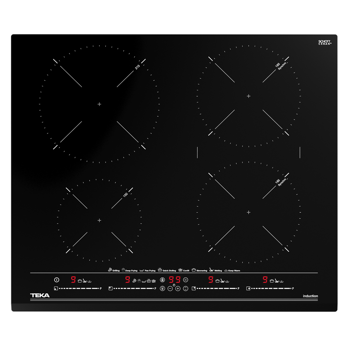 Placa de vitrocerámica - IZC 64630 MST TEKA, Eléctrica, 4 + Synchro, Negro