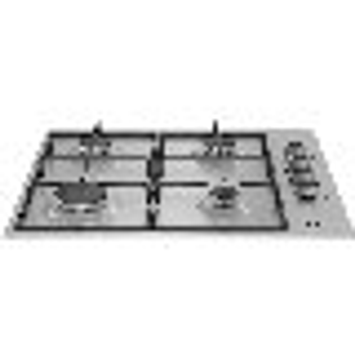 Srebrna płyta gazowa z czterema palnikami.