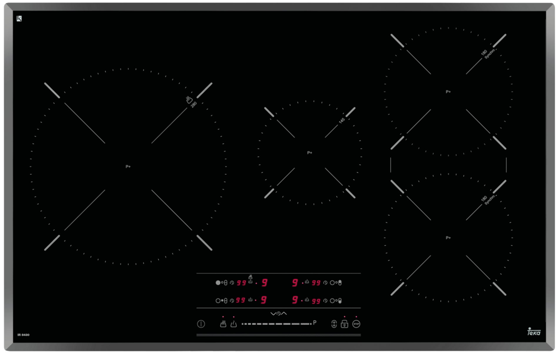 Placa de vitrocerámica - IR 8430 TEKA, Eléctrica, 4, Negro