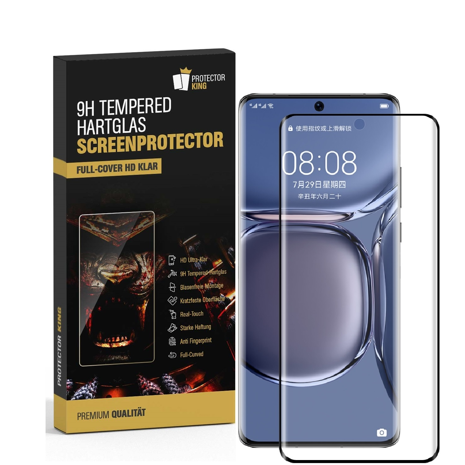 P50 PROTECTORKING KLAR CURVED Pro) Displayschutzfolie(für 9H 4x Huawei Schutzglas HD FULL