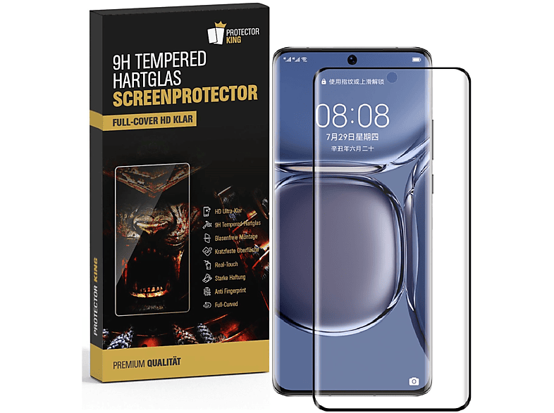 PROTECTORKING 4x FULL CURVED 9H Schutzglas HD KLAR Displayschutzfolie(für Huawei P50 Pro)