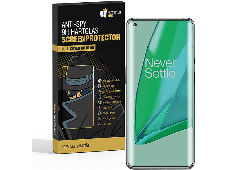 PROTECTORKING 1x FULL Schutzglas 9H Pro) CURVED 9 OnePlus Displayschutzfolie(für ANTI-SPY