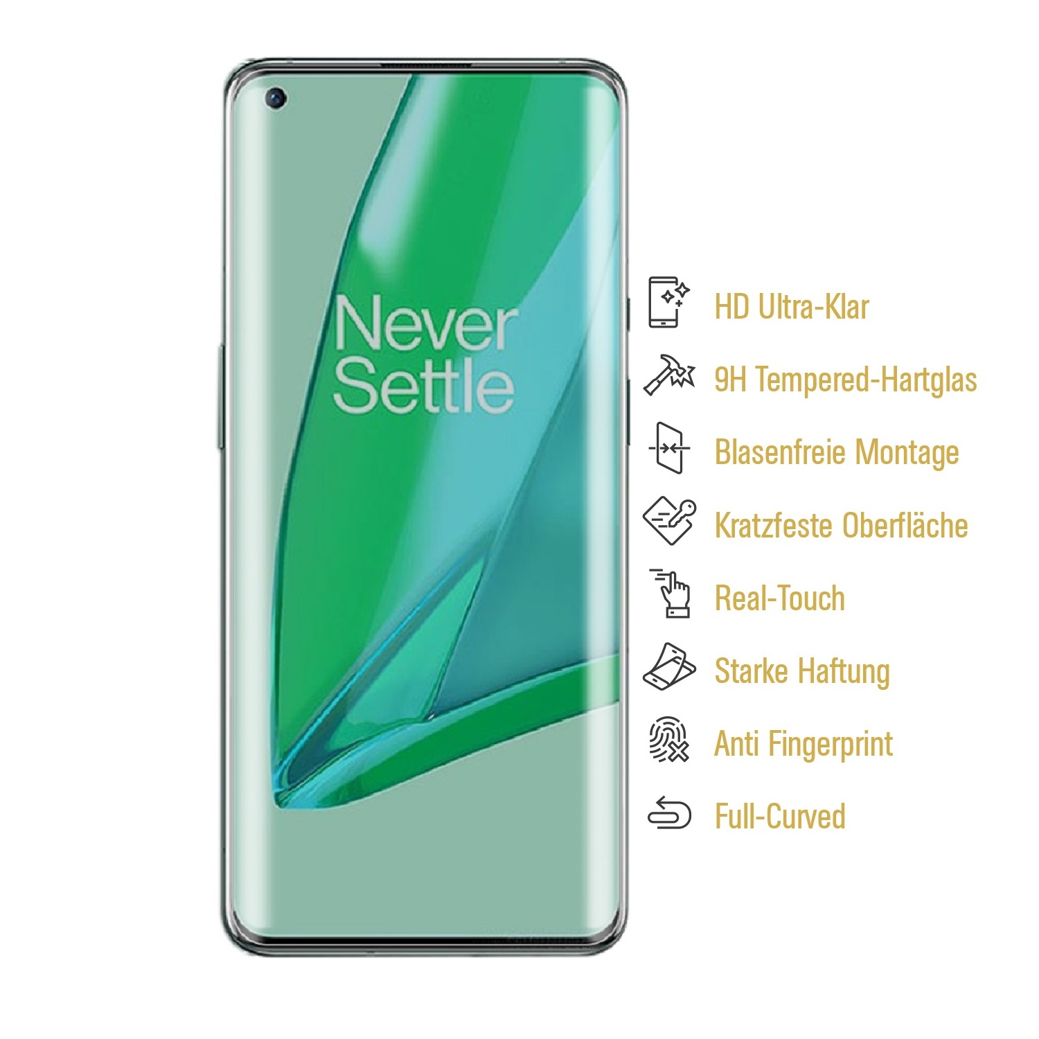 CURVED ANTI-SPY FULL Schutzglas 9 PROTECTORKING Displayschutzfolie(für OnePlus 9H Pro) 1x