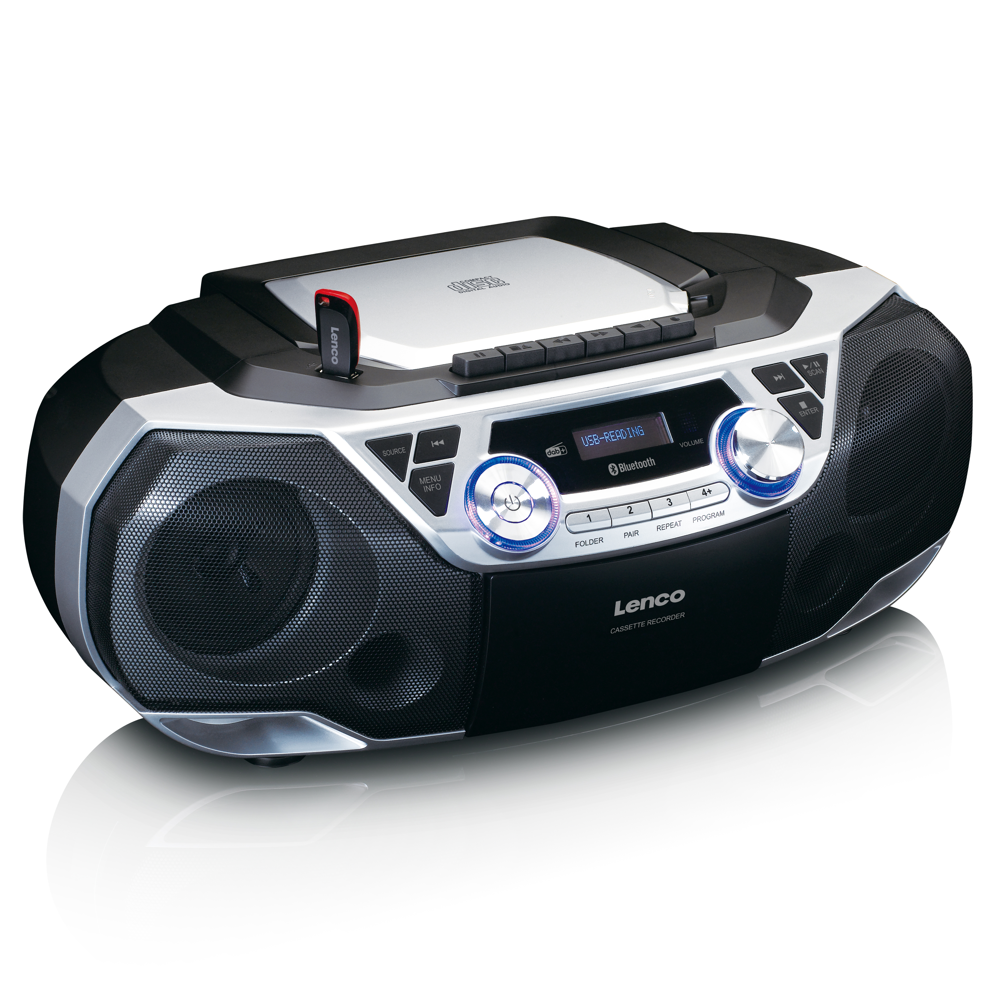 LENCO SCD-720SI Boombox lecteur CD, Noir, Argent