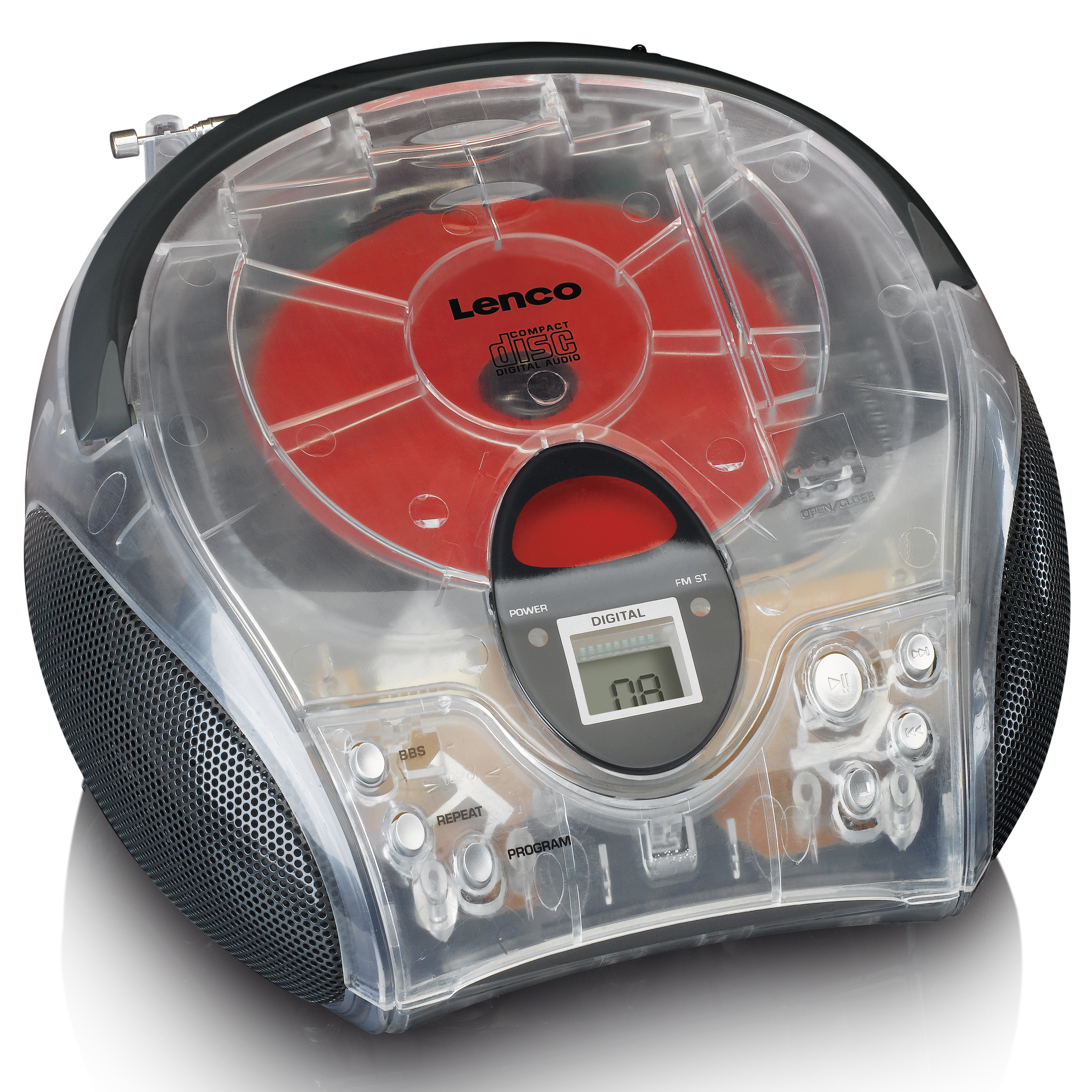 Przenośny radioodtwarzacz LENCO SCD-24TR Przeźroczysty