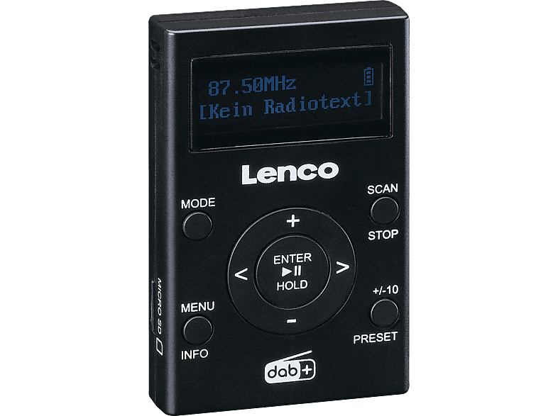 LENCO PDR-011BK - Taschen-mp3-player - DAB+ Radio mit MP3-Funktion, DAB+,FM, DAB+, FM, Schwarz
