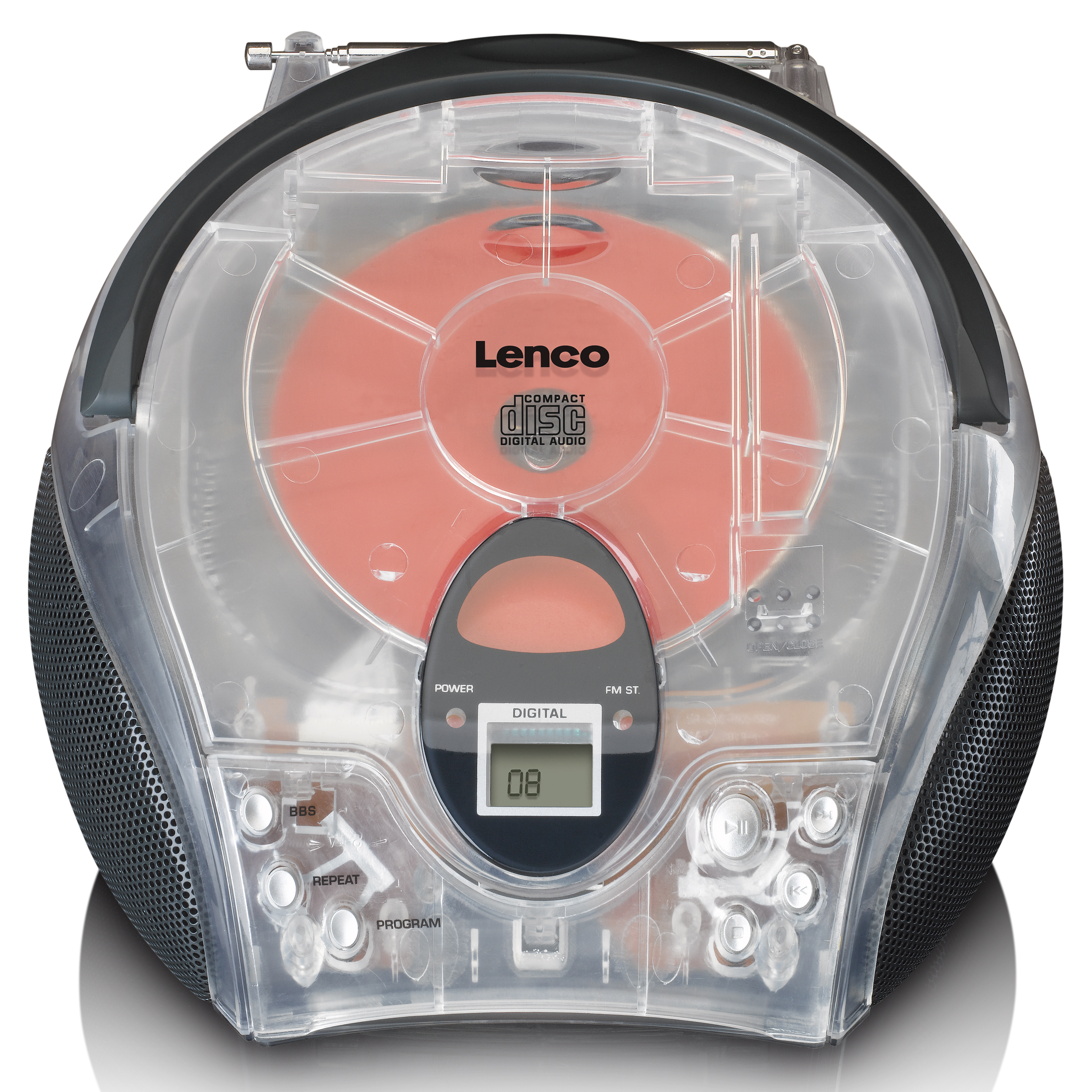 Przenośny radioodtwarzacz LENCO SCD-24TR Przeźroczysty