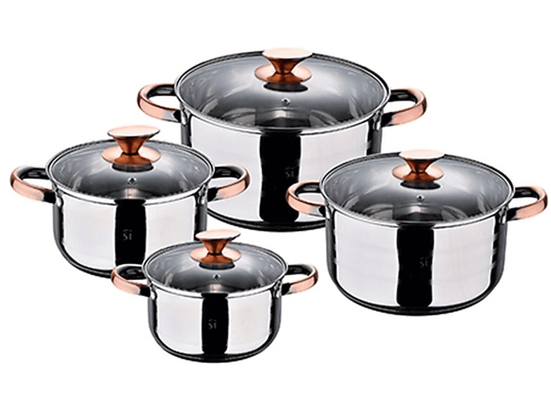 Batteria Da Cucina 8 Pezzi SAN IGNACIO Altea In Acciaio Inox Per Induzione + Set 4 Coltelli Daimiel – Pentole E Posate, Completo Per Cucina - 3
