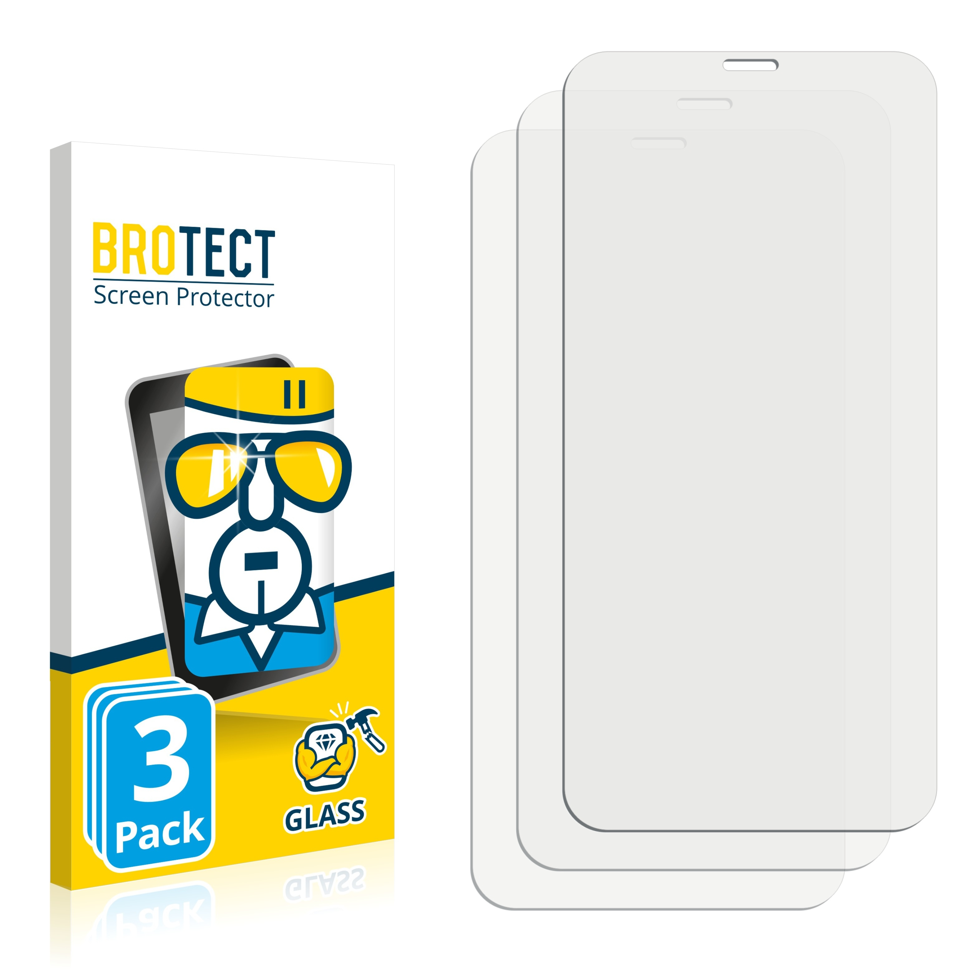 BROTECT 3x 9H Pro) klares Schutzglas(für 12 Apple iPhone