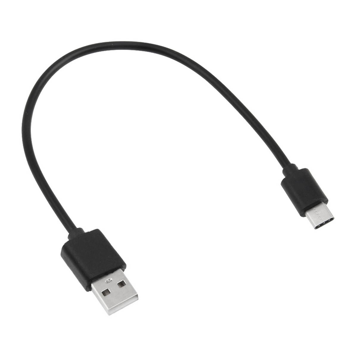 Cable negro USB-C a USB-A. El cable es negro, con un conector USB-C en un extremo y USB-A en el otro.
