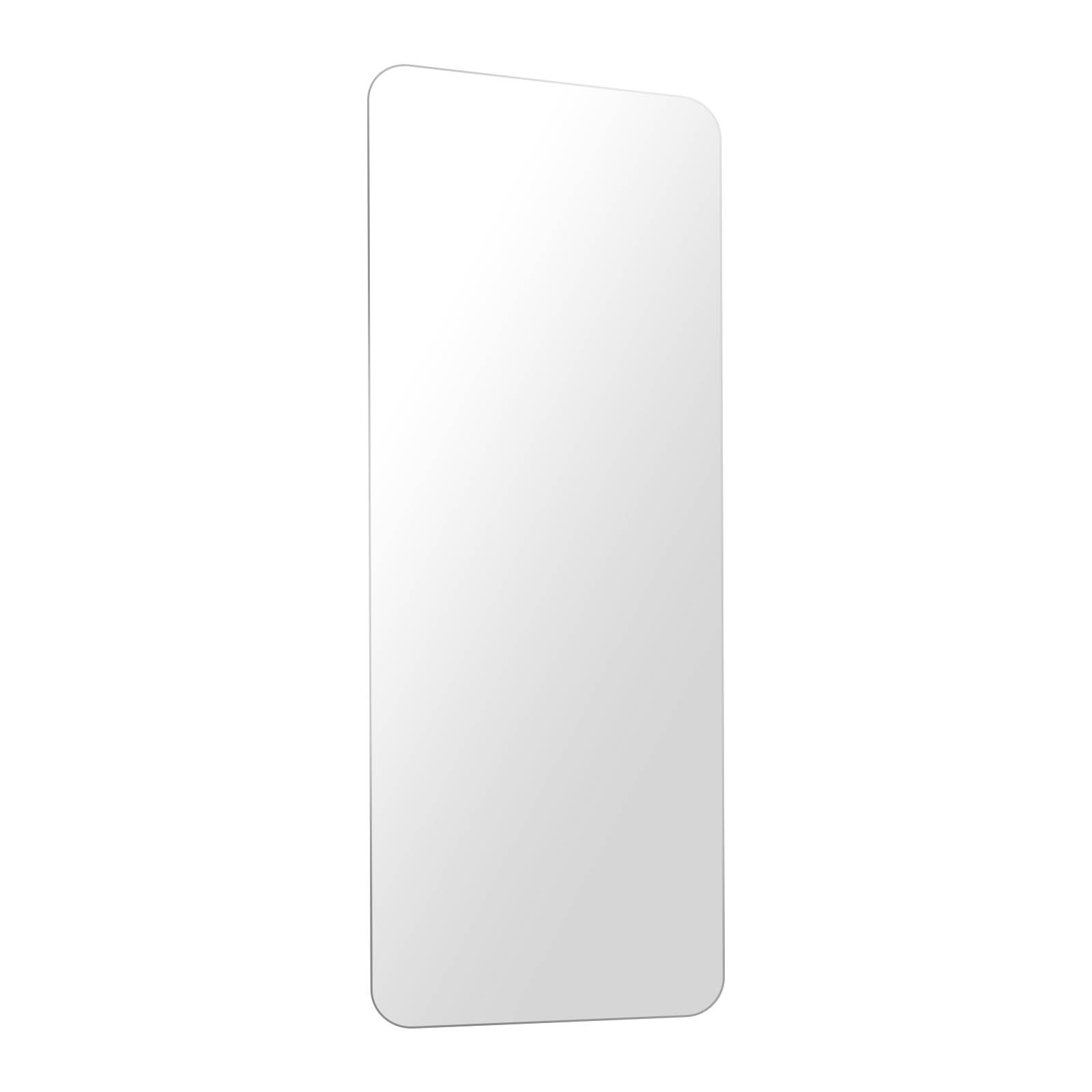 Transparante schermbeschermer voor een telefoon, rechthoekig en witte achtergrond.