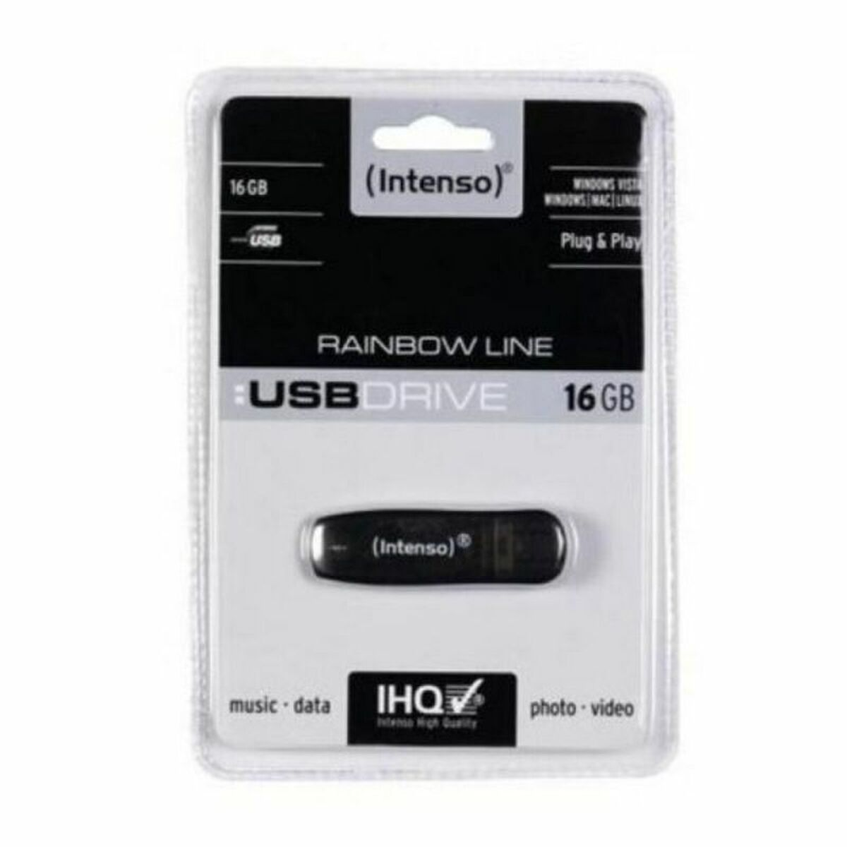 16GB USB-Stick (Schwarz, 16 SCHWARZ RAINBOW INTENSO GB) 3502470