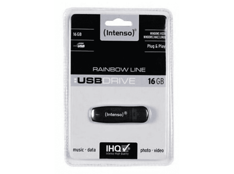 GB) RAINBOW 16 SCHWARZ 3502470 USB-Stick (Schwarz, INTENSO 16GB