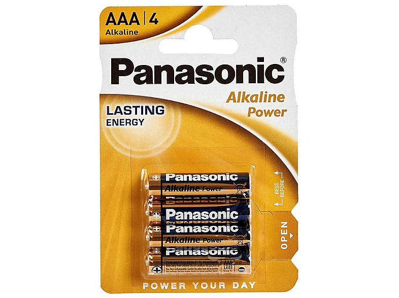 PANASONIC 00261999 LR03APB/4BP 4 Stück Batterie, 1.5 Volt Alkaline, AAA