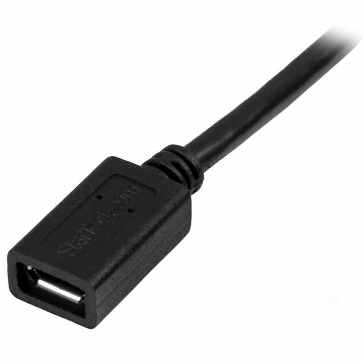 Primer plano de un conector USB-A negro.