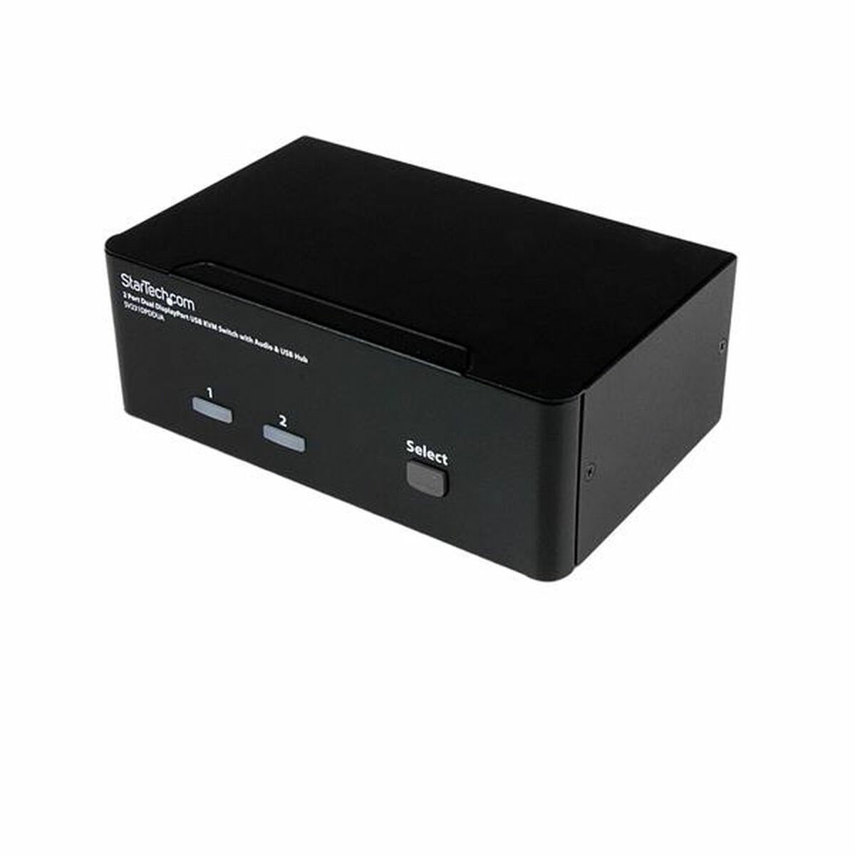 Schwarzer StarTech HDMI-Switch mit nummerierten Eingabetasten und einer Auswahltaste.