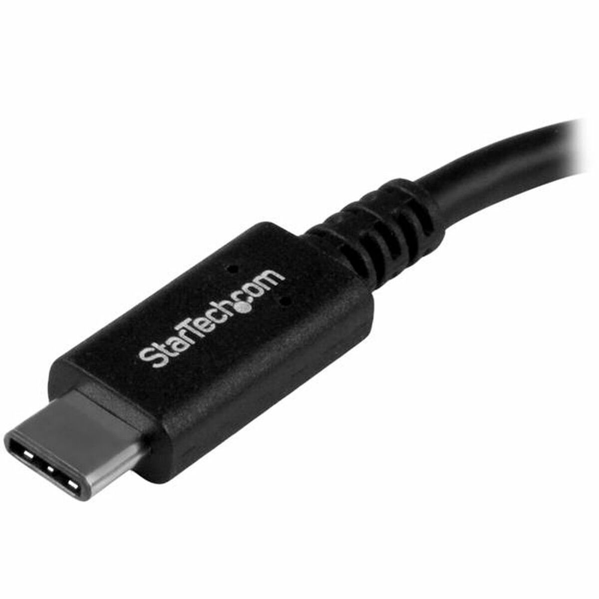 Zwarte USB-C-connector met de merknaam StarTech.com erop.