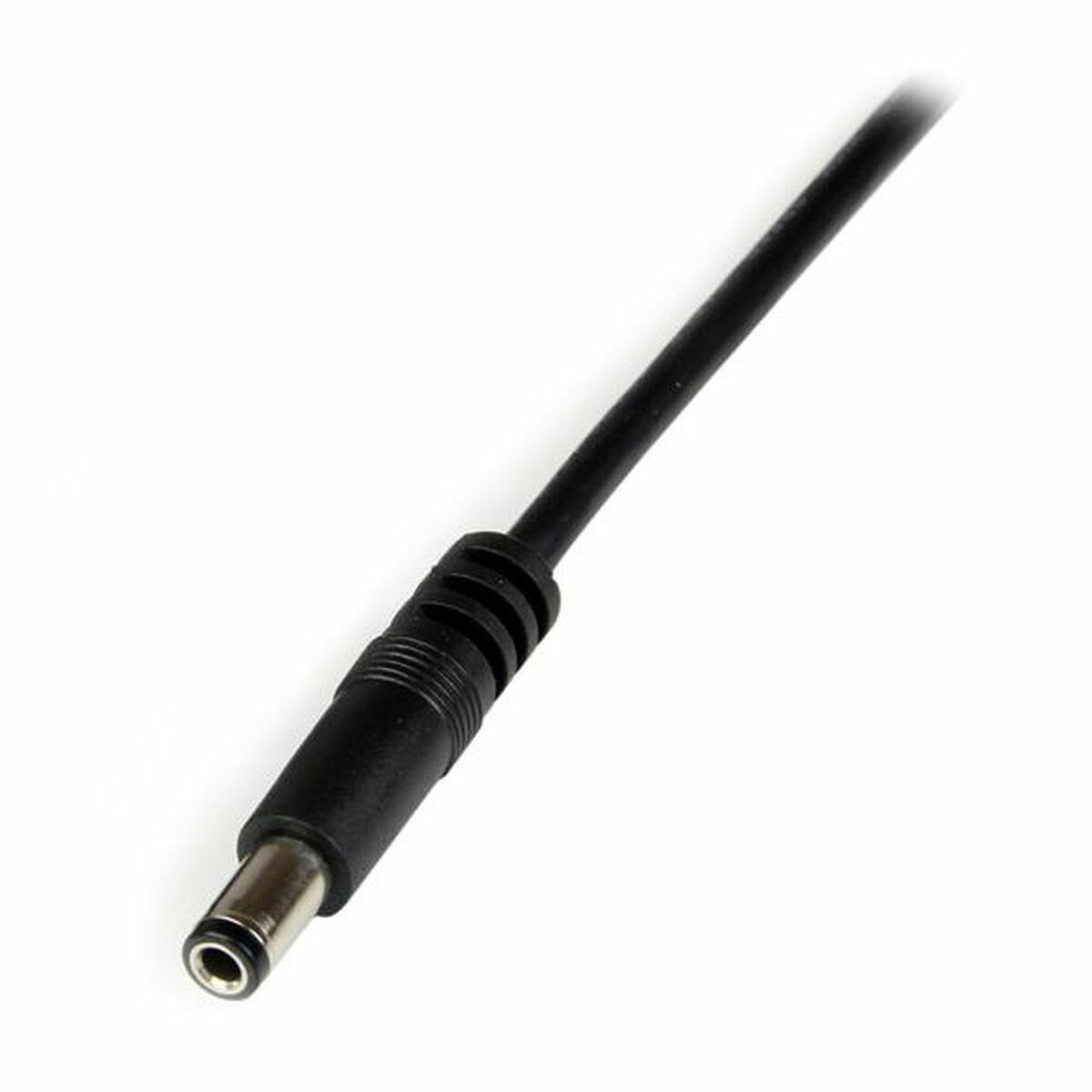 Cable USB azul, enrollado. Ambos extremos tienen conectores USB.