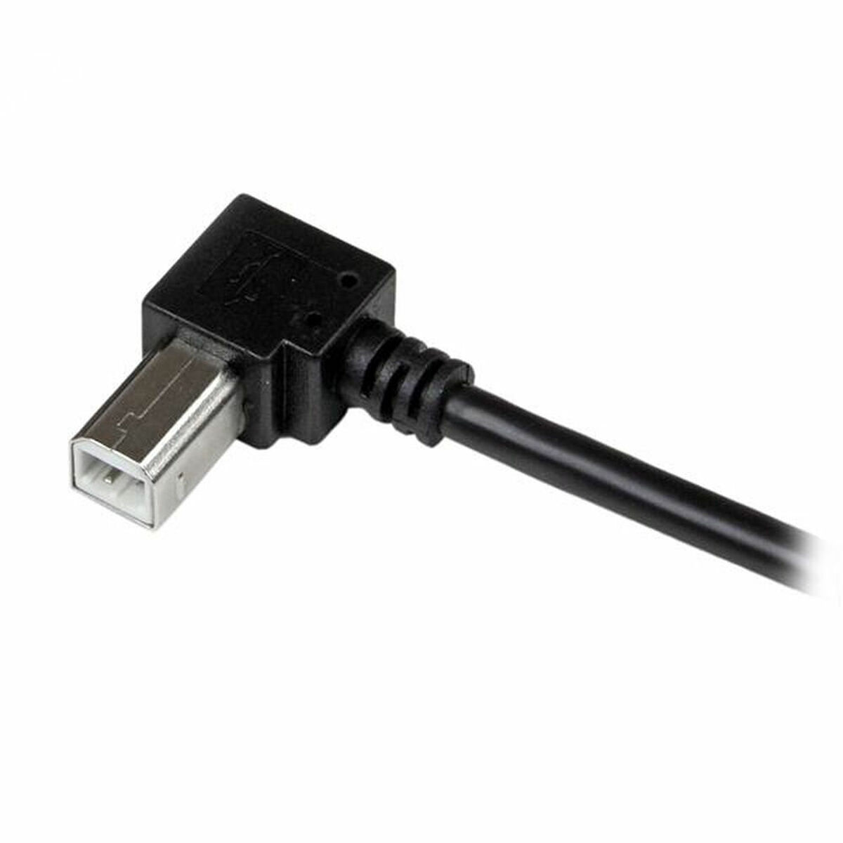 Zwarte USB-kabel met een haakse connector.