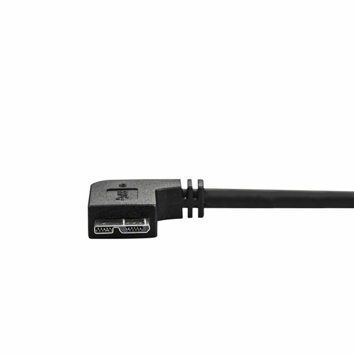 Zwarte USB-kabel met een haakse connector.