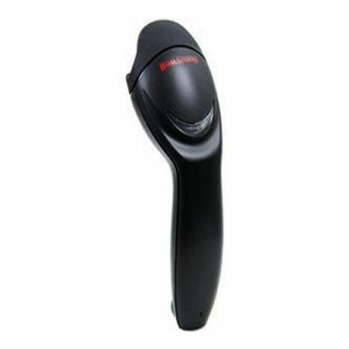 Scanner di codici a barre Honeywell nero, portatile, con logo rosso, su bianco.