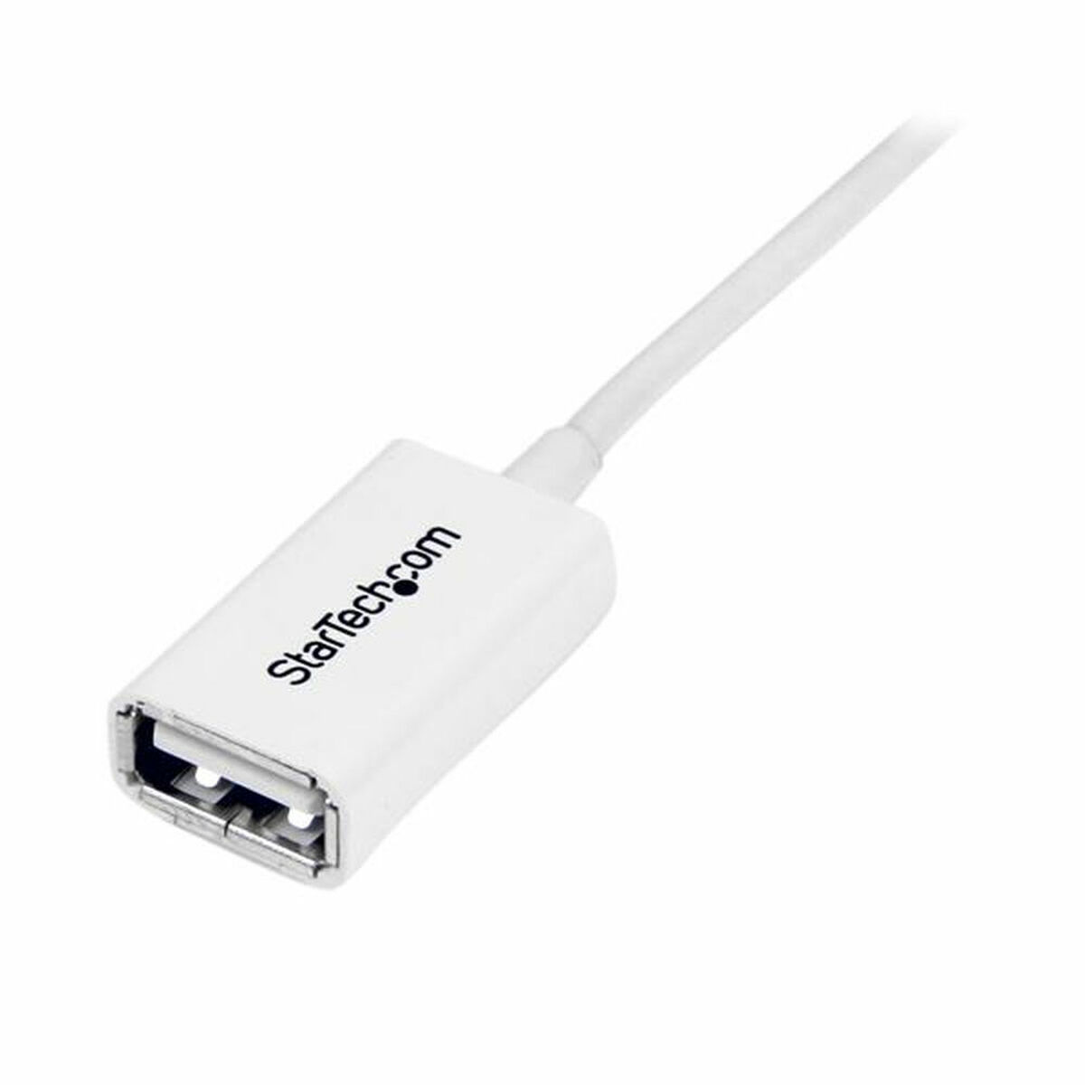 Witte USB-A naar USB-adapter met StarTech.com erop.