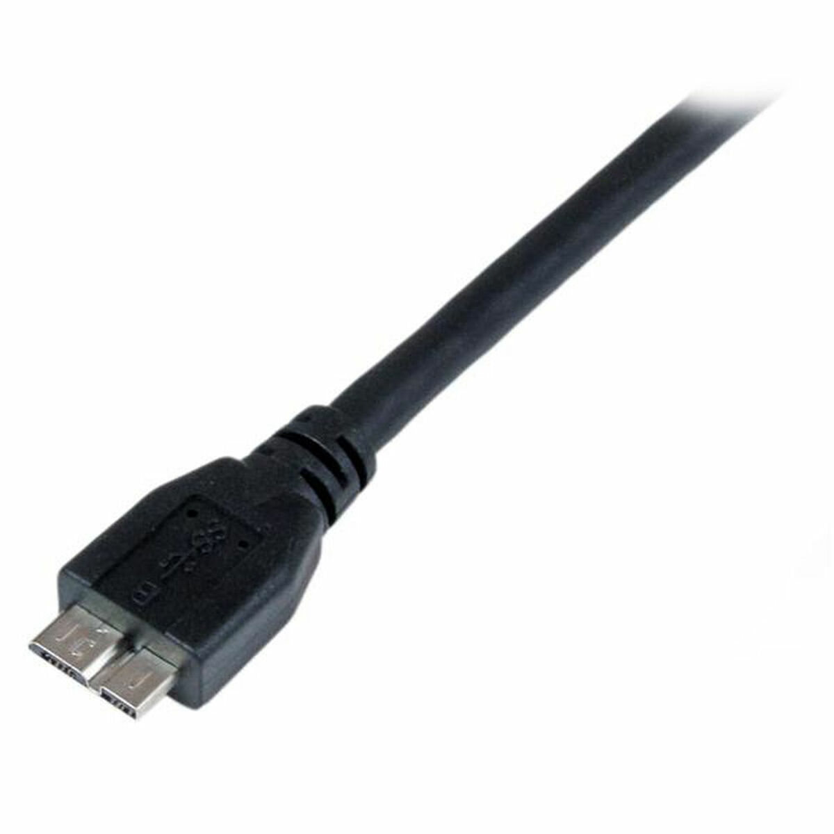 Cavo USB a Micro USB nero con connettori USB e Micro USB.