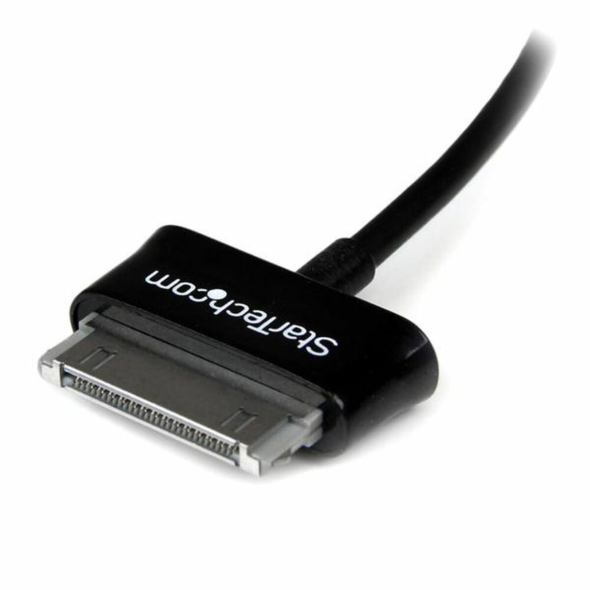 Cavo nero con un connettore a 30 pin a marchio StarTech.com. Sfondo bianco.