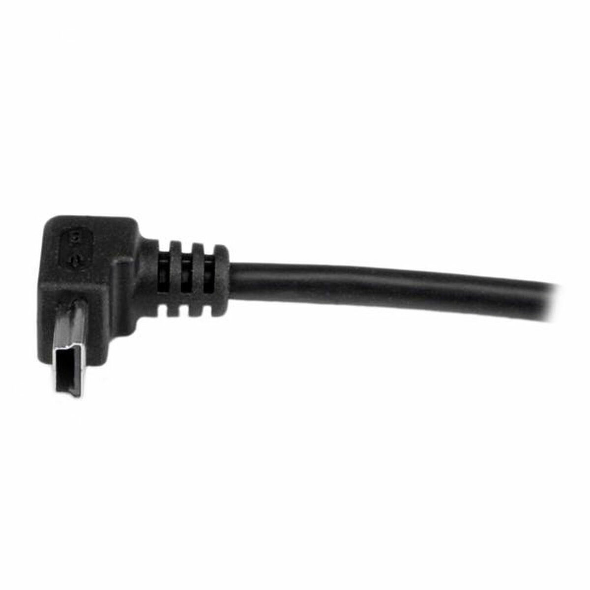 Cavo USB nero con connettore angolato a 90 gradi e connettore USB standard.