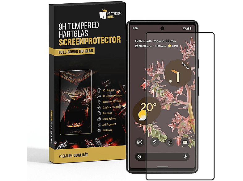 PROTECTORKING 2x FULL COVER 9H Hartglas Schutzglas HD KLAR Displayschutzfolie(für Google Pixel 7)