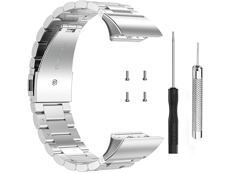 INF Garmin Approach S10 Armband Edelstahl 7 Teile Silber, Ersatzarmband, Garmin, Approach S10 / Forerunner 35 / Forerunner 30, silber