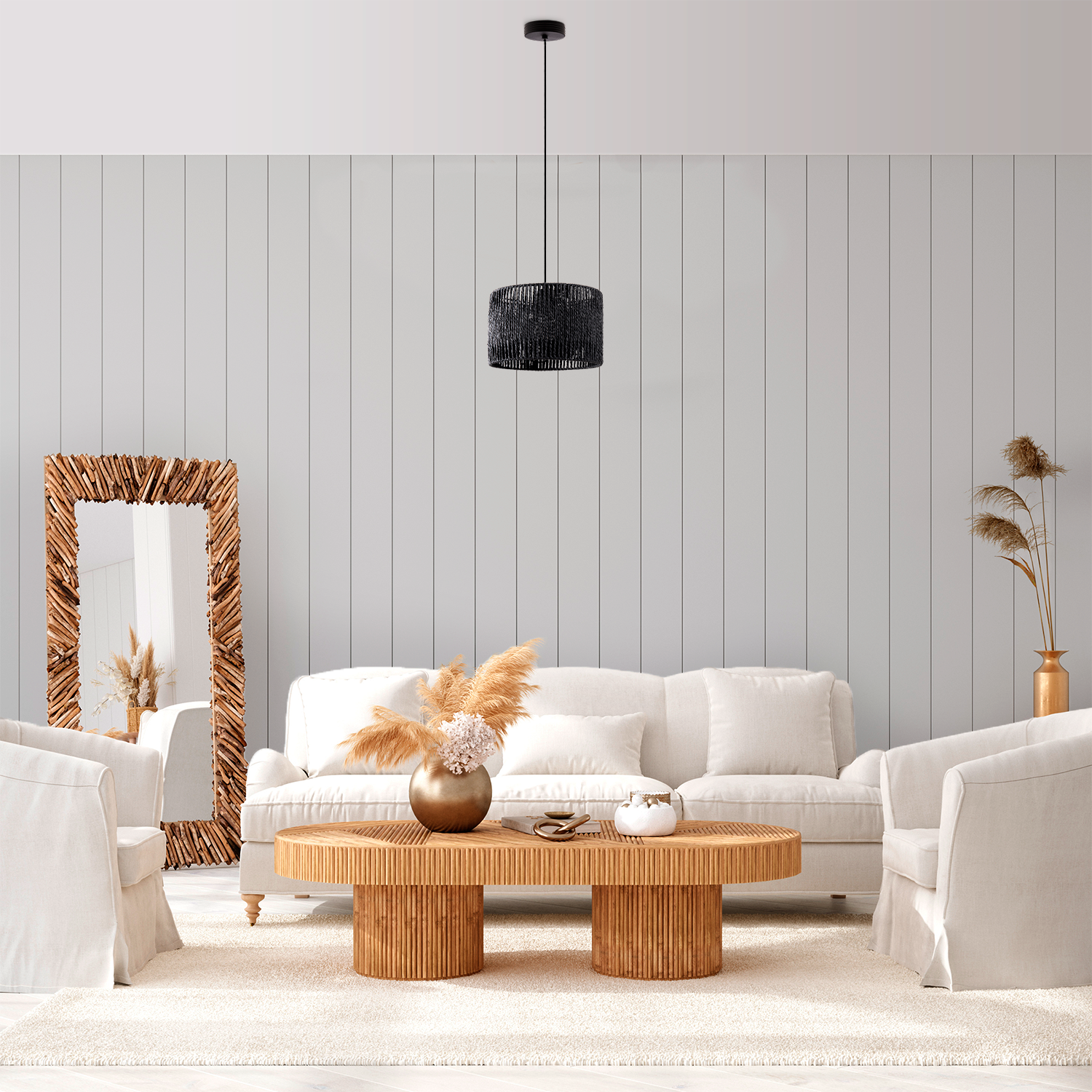 PACO Pendelleuchte HUGO Rattan-Design HOME