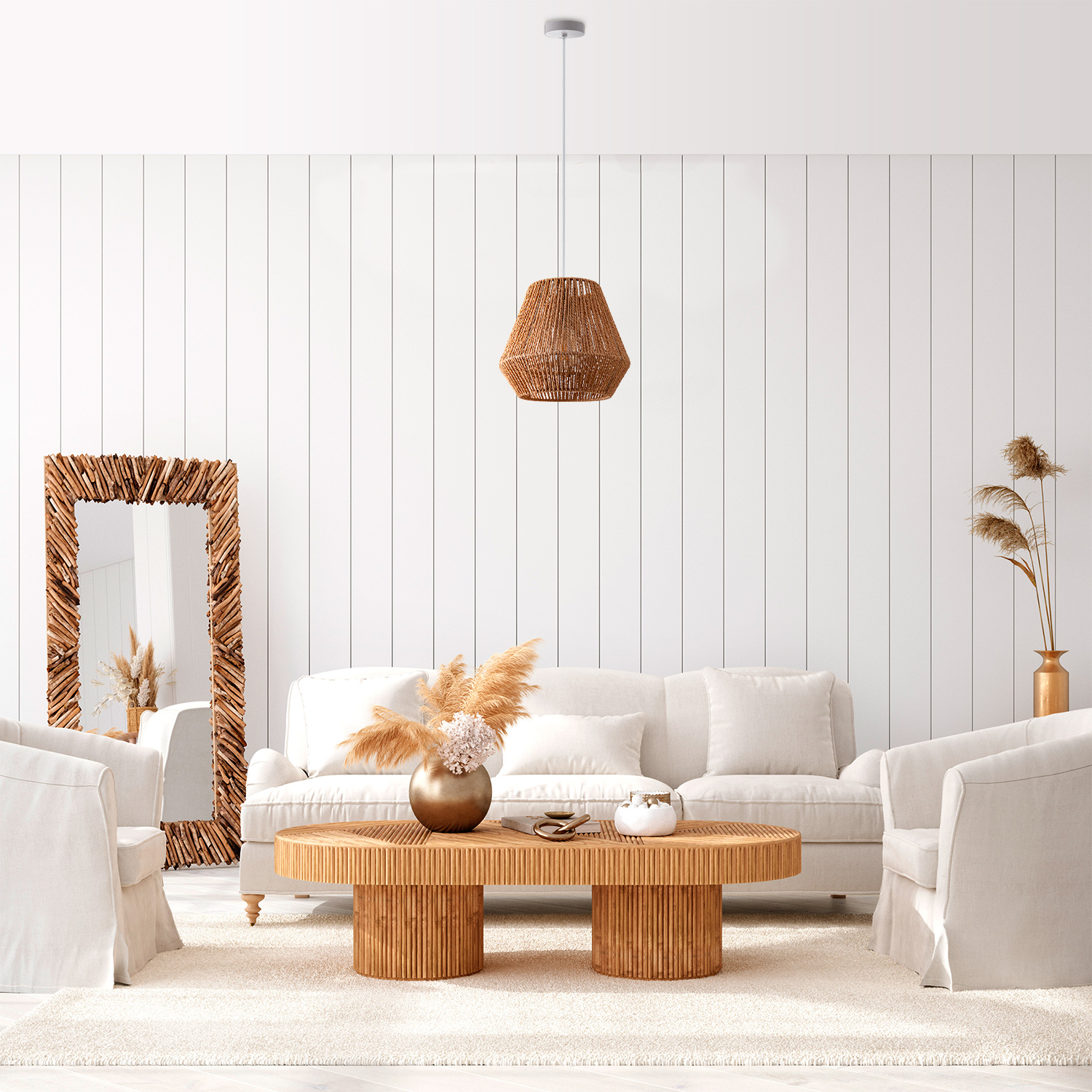 PACO Rattan-Design HUGO Pendelleuchte HOME