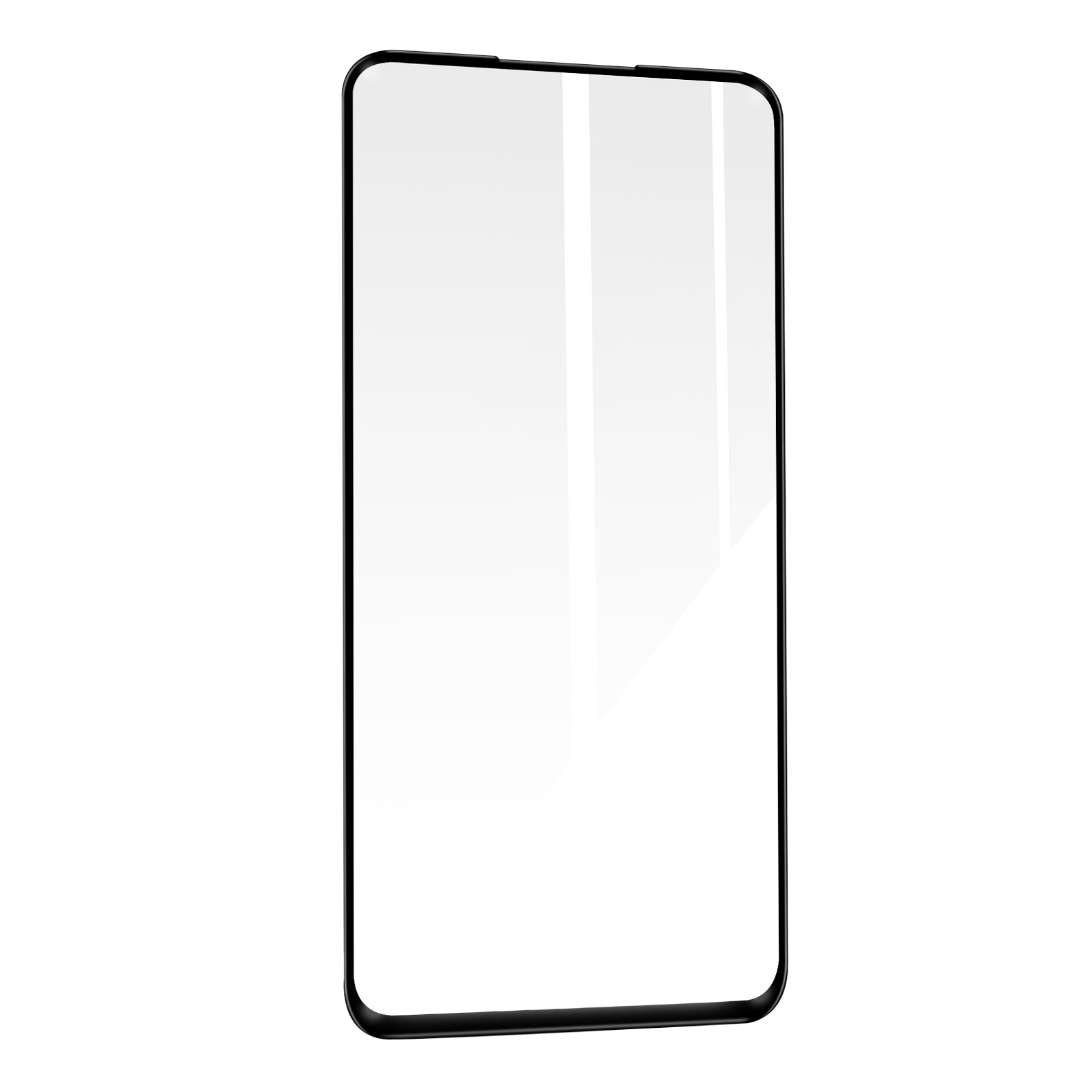 Protecteur d'écran transparent avec bord noir sur fond blanc.
