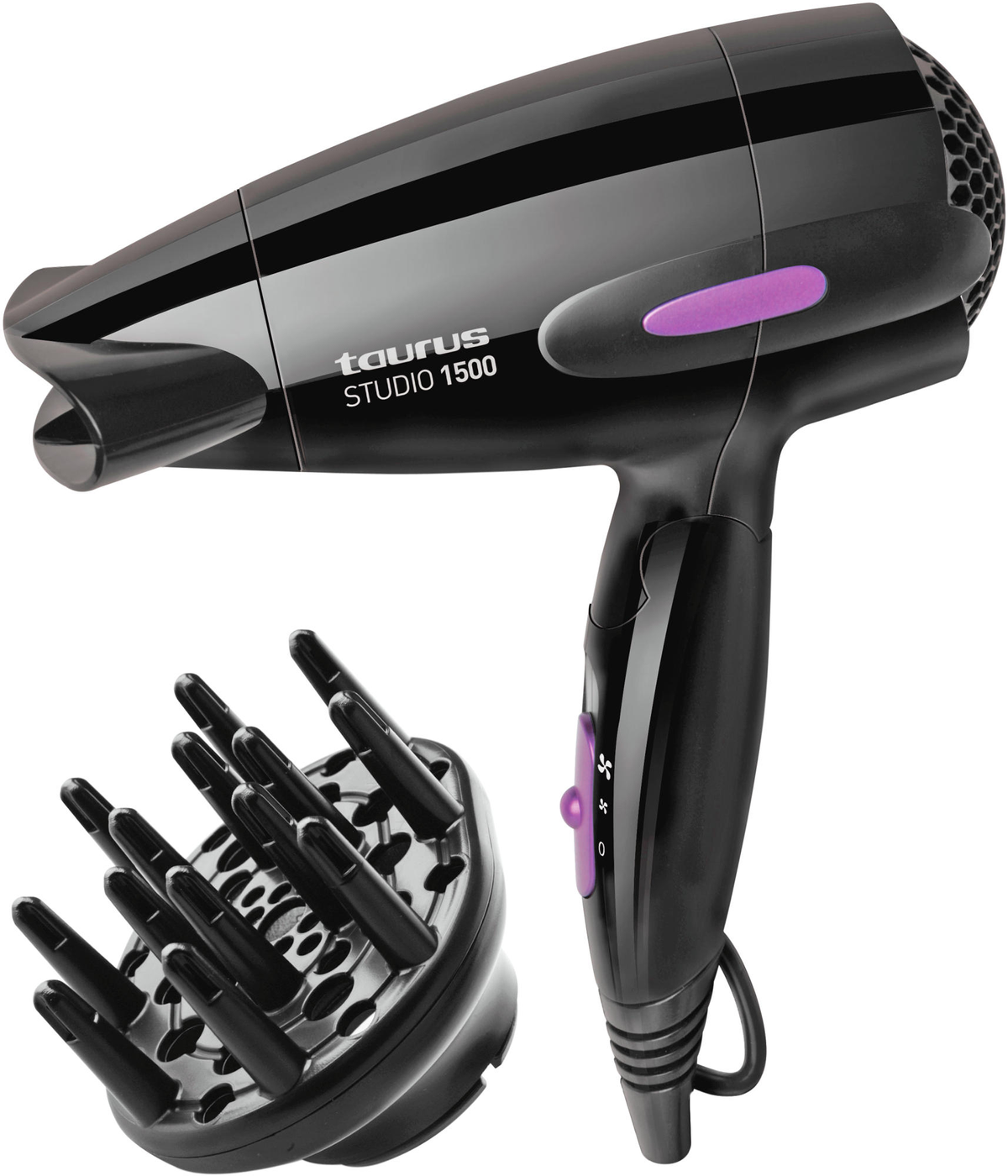 Secador - studio 1500 new TAURUS, 1500 W, 2 niveles temperatura, Negro