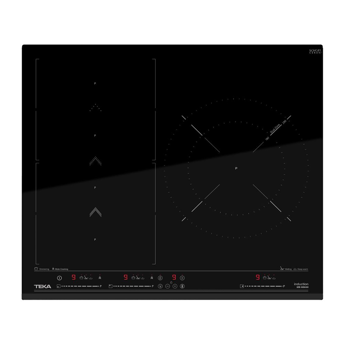 Placa de vitrocerámica - IZS 65600 TEKA, Eléctrica, 5, Negro