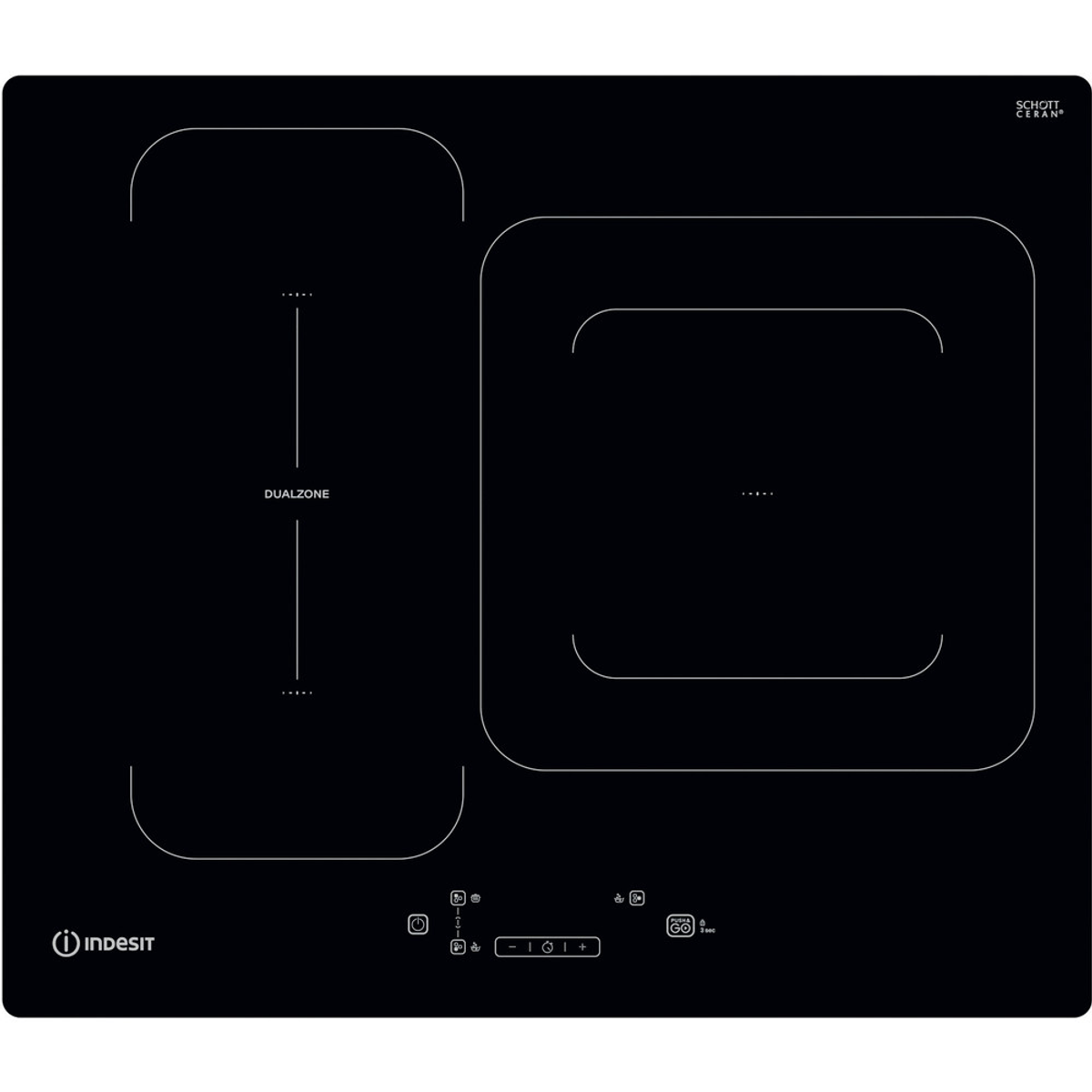 Placa de vitrocerámica - IB 44Q60 NE INDESIT, Eléctrica, 3 zonas, Negro